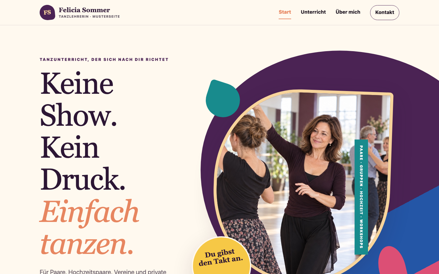 Designbeispiel für eine Tanzlehrerin